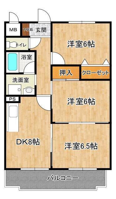 リュミエール(3DK/2階)の間取り写真
