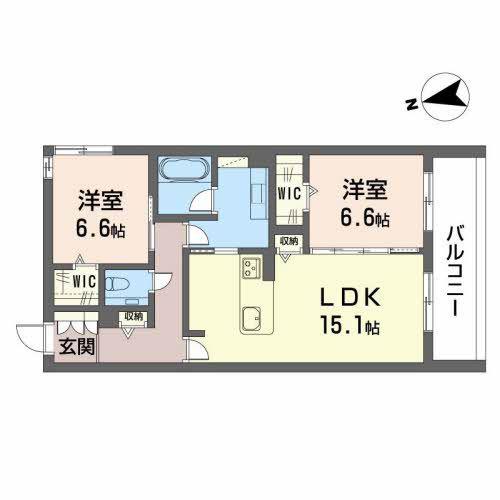 プロムナードつばさ(2LDK/2階)の間取り写真