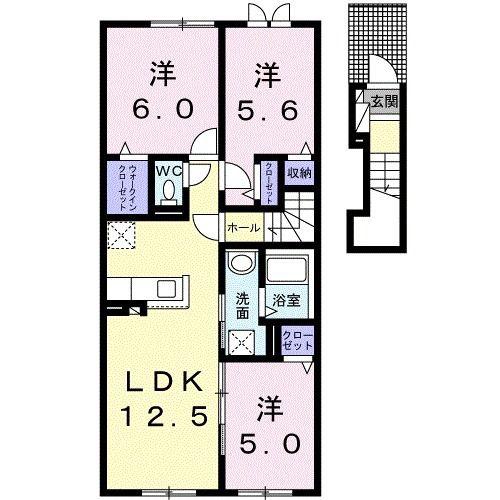 ラピス・アーテル(3LDK/2階)の間取り写真
