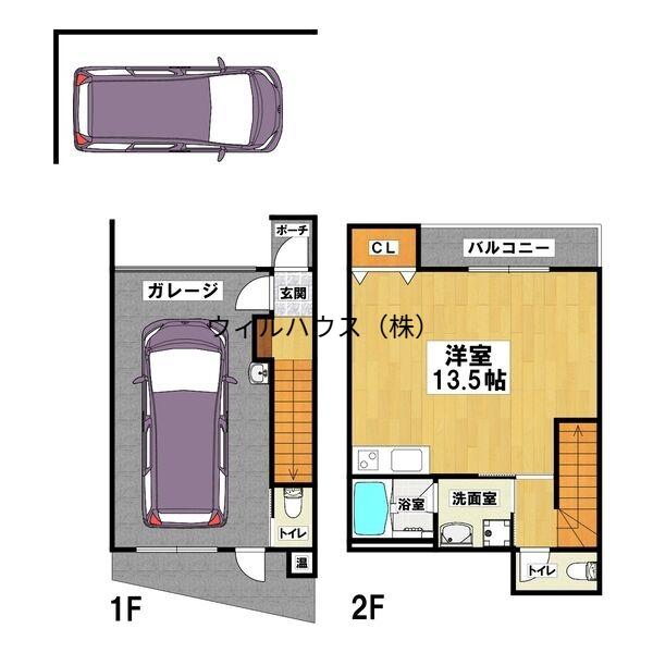 ローズドゥブーケ(ワンルーム/2階)の間取り写真