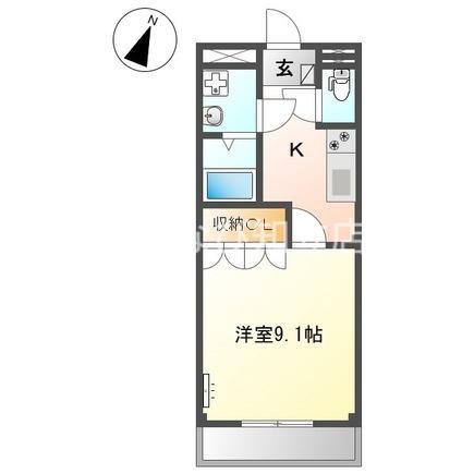 サンハイツ池浦D(1K/2階)の間取り写真