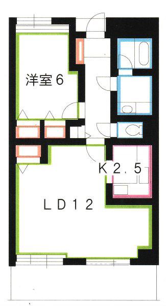 第一飛翔ビル(1LDK/5階)の間取り写真