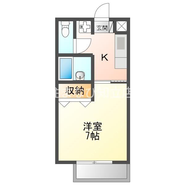 SURPLUSはざま(1K/1階)の間取り写真