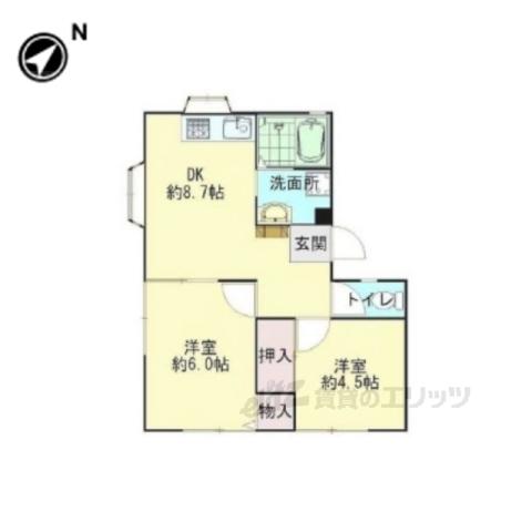 レスポワール2(2DK/2階)の間取り写真
