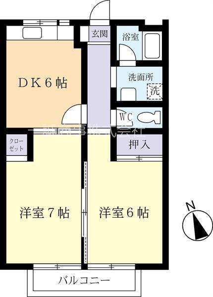 エスペランサB(2DK/2階)の間取り写真