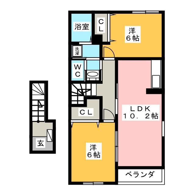 アーバンコートA(2LDK/2階)の間取り写真