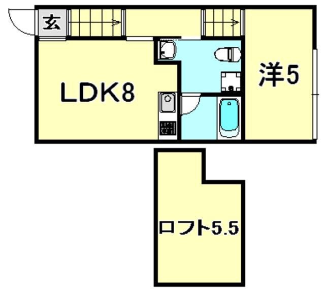 下三条町ソラノマ(1LDK/2階)の間取り写真
