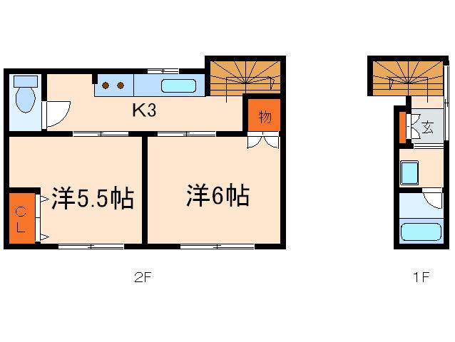 小川コーポ27(2K/2階)の間取り写真