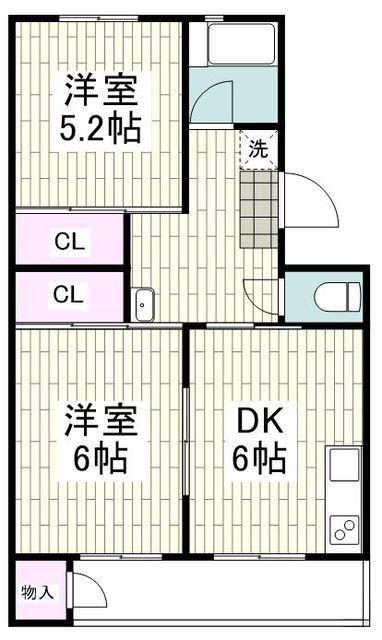 栄昇ハイツ(2DK/5階)の間取り写真