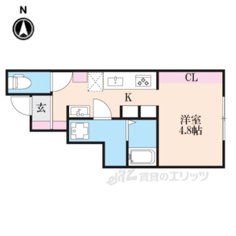 湖とそよ風のLUMINOUS(1K/1階)の間取り写真