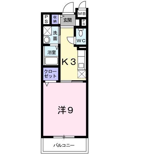 アリスト大和高田(1K/2階)の間取り写真