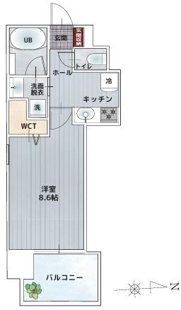 BAUHAUS UJINA NO.19(1K/7階)の間取り写真