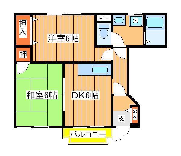 サニーフラワーヒルズⅡ(2DK/1階)の間取り写真