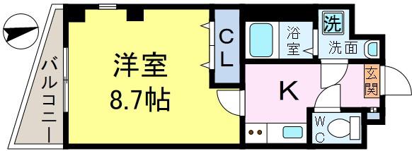 アンプルール フェール M.Y(1K/1階)の間取り写真