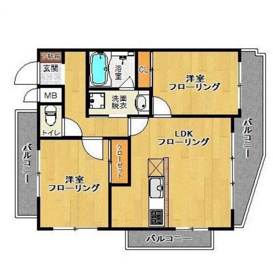 アーバニティー春日原(2LDK/3階)の間取り写真