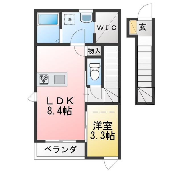 ベルリード伊勢志摩(1LDK/2階)の間取り写真