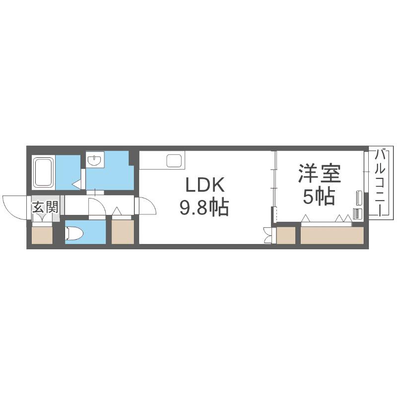 ザ・レジデンス南平岸(1LDK/2階)の間取り写真