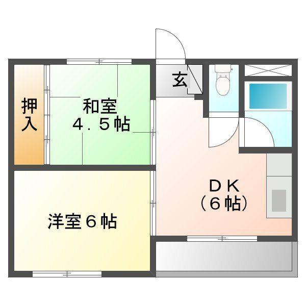 藤ハイツ(2DK/3階)の間取り写真