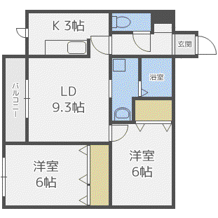 A BOND美園(2LDK/3階)の間取り写真
