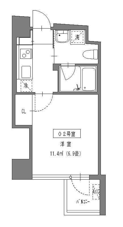 ヴィラマール五橋(1K/6階)の間取り写真