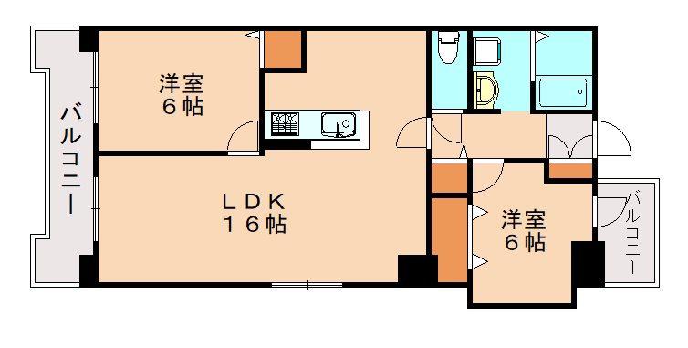 天神松井ビル(2LDK/11階)の間取り写真