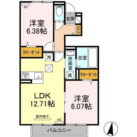 シャルマンパール(2LDK/1階)の間取り写真