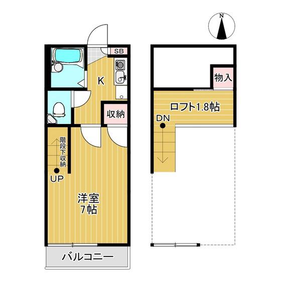 リバーヒルB棟(1K/1階)の間取り写真
