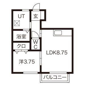 ベルチェリーI(1LDK/1階)の間取り写真