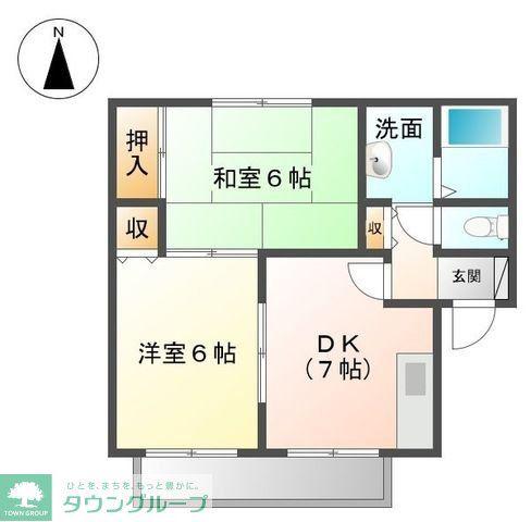 オーラルジュB(2DK/1階)の間取り写真