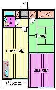 浅間町ハイツ(2LDK/3階)の間取り写真