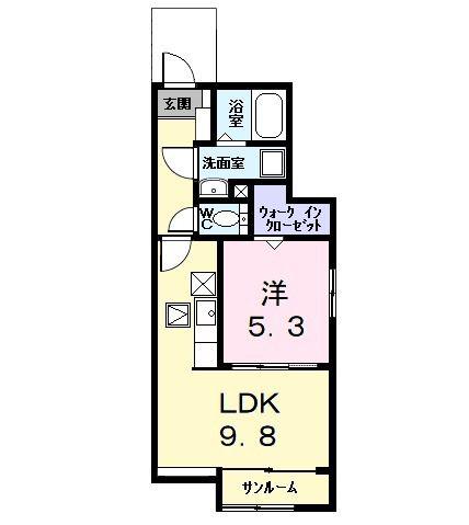 アルドールI(1LDK/1階)の間取り写真