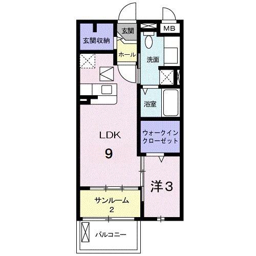 カルムルラーシュ(1LDK/1階)の間取り写真
