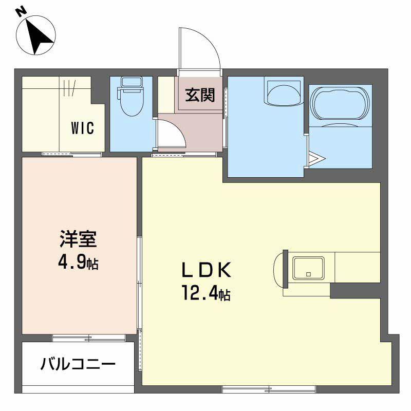 アルカサル A棟(1LDK/2階)の間取り写真