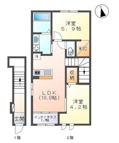 ヴィヴァン(2LDK/2階)の間取り写真