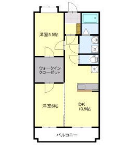 セリシールヒル(2DK/1階)の間取り写真