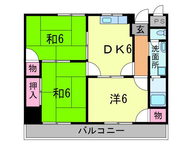 コンフォートグリーン(3DK/1階)の間取り写真