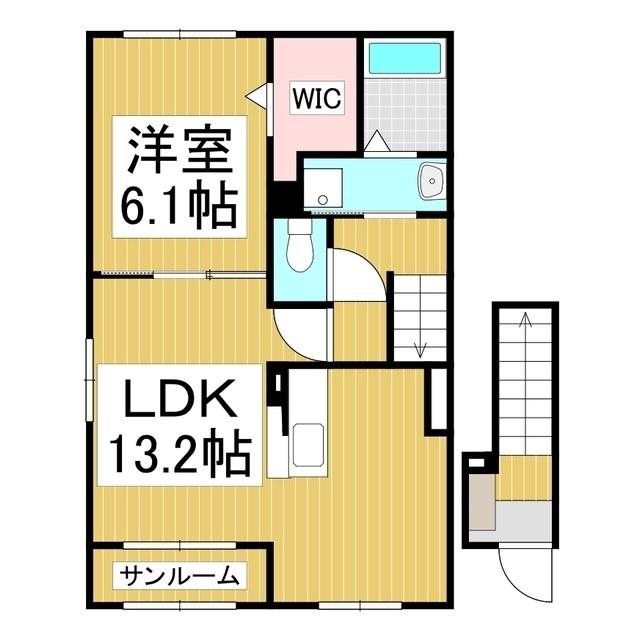 カーザ レガーメ(1LDK/2階)の間取り写真