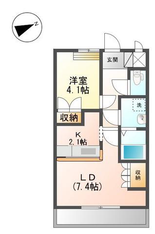 フィールドコート たつざわ(1LDK/1階)の間取り写真
