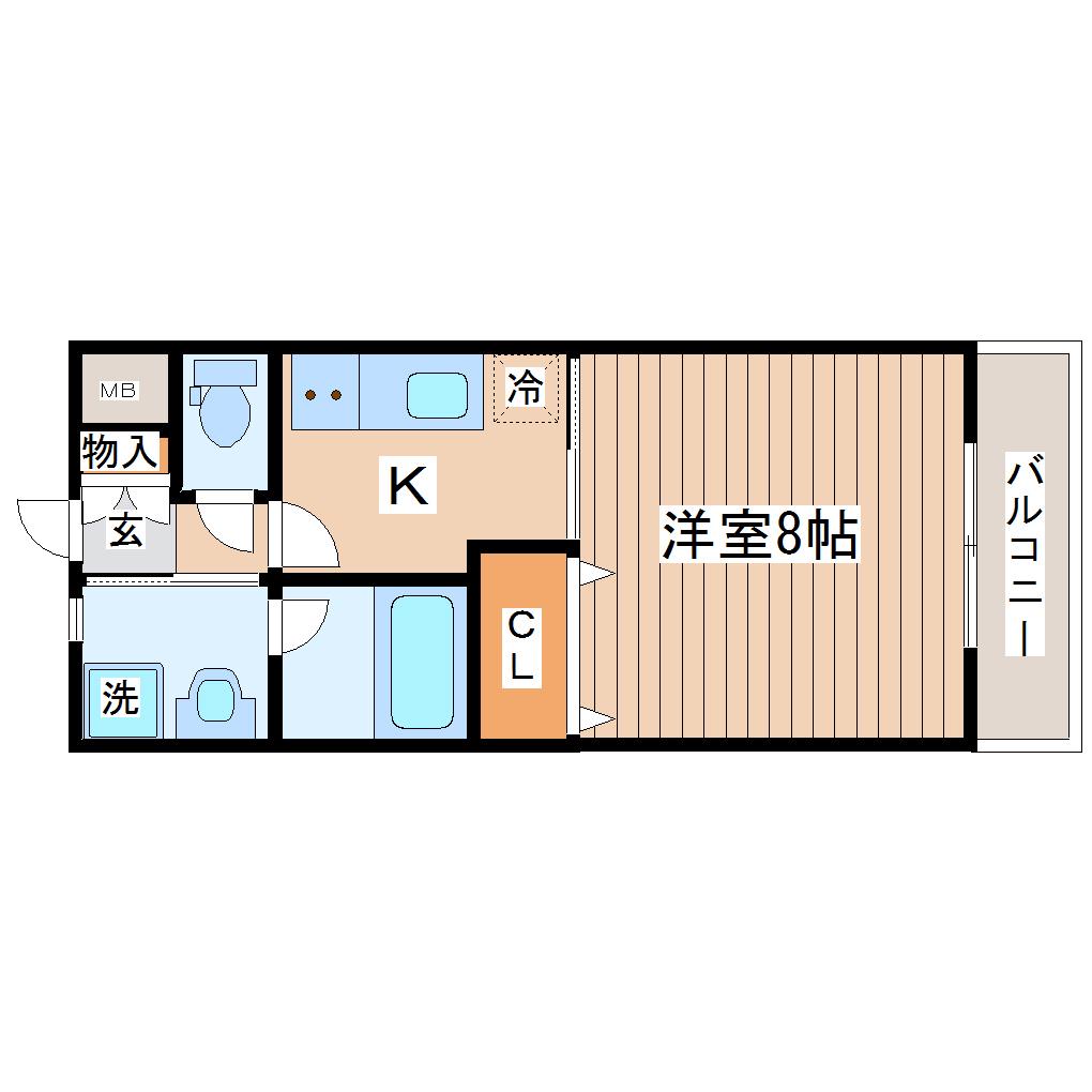 エルミタージュ川内(1K/4階)の間取り写真