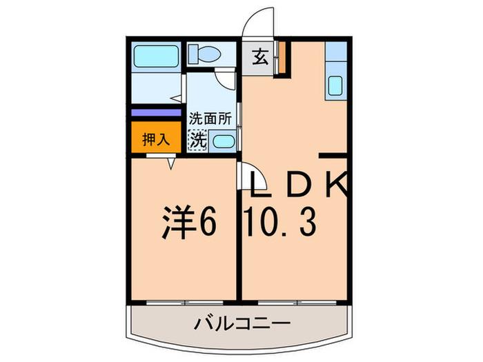 エクセル高津(1LDK/3階)の間取り写真