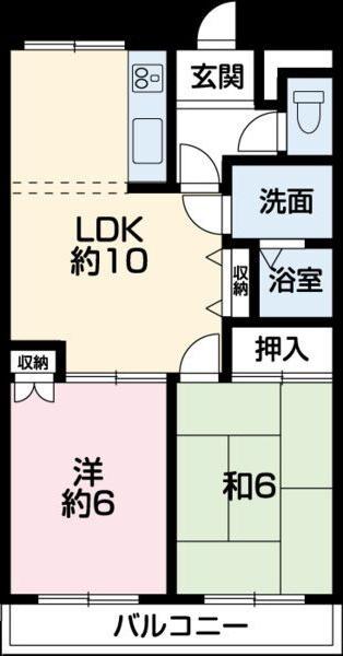ピア・ルミナス 2番館(2LDK/1階)の間取り写真