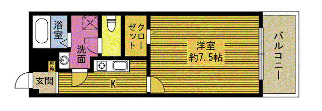 リベルテ21(1K/1階)の間取り写真