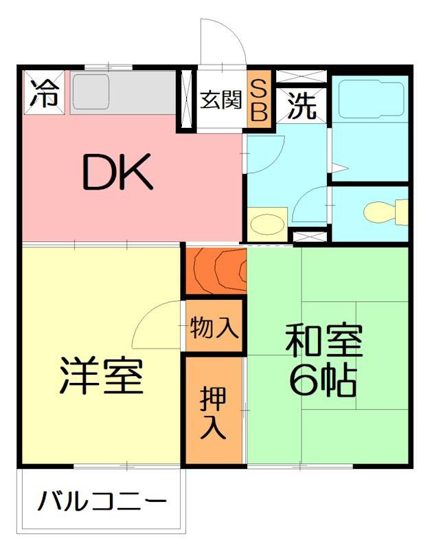 ハイツ須藤II(2DK/1階)の間取り写真