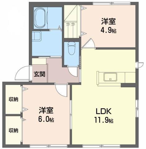 シャーメゾンラヴィ A棟(2LDK/1階)の間取り写真