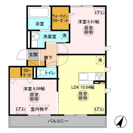 ガーネットヴィラ(2LDK/2階)の間取り写真