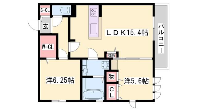 YAMA-NI(1LDK/1階)の間取り写真