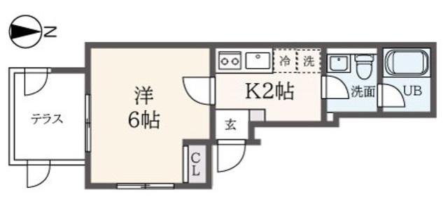 Mプラス(1K/1階)の間取り写真