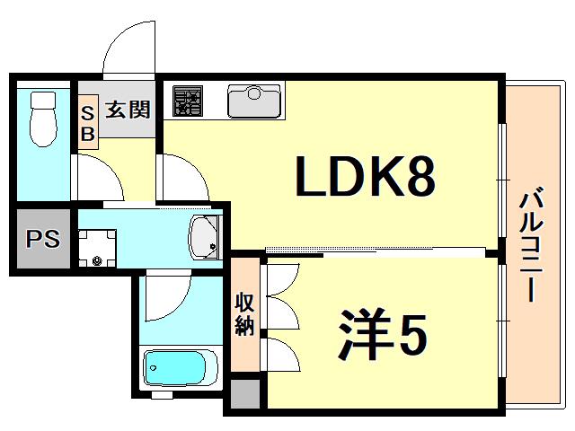 レ・セーナ アイオ(1LDK/4階)の間取り写真