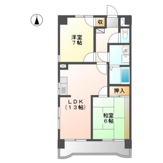 グランデュール今1(2LDK/2階)の間取り写真