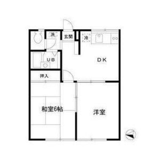 エステートピア林間II(2DK/2階)の間取り写真